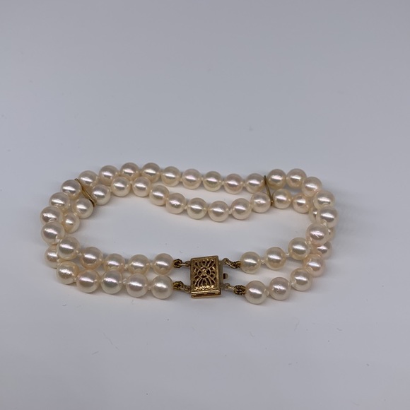 7” Japanese Akoya pearl two-stranded bracelet - Picture 1 of 6